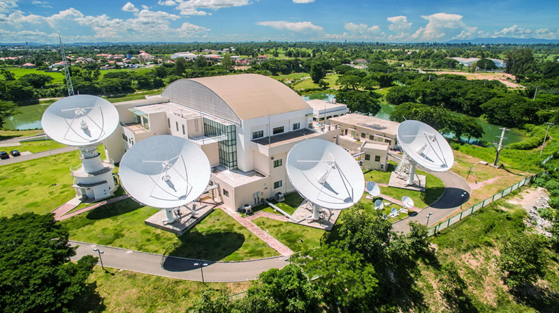 2016年8月1日拍攝的老撾首都萬象的老撾一號通信衛(wèi)星地面站全景。