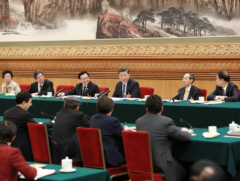 2019年3月8日，習近平總書記參加十三屆全國人大二次會議河南代表團的審議。